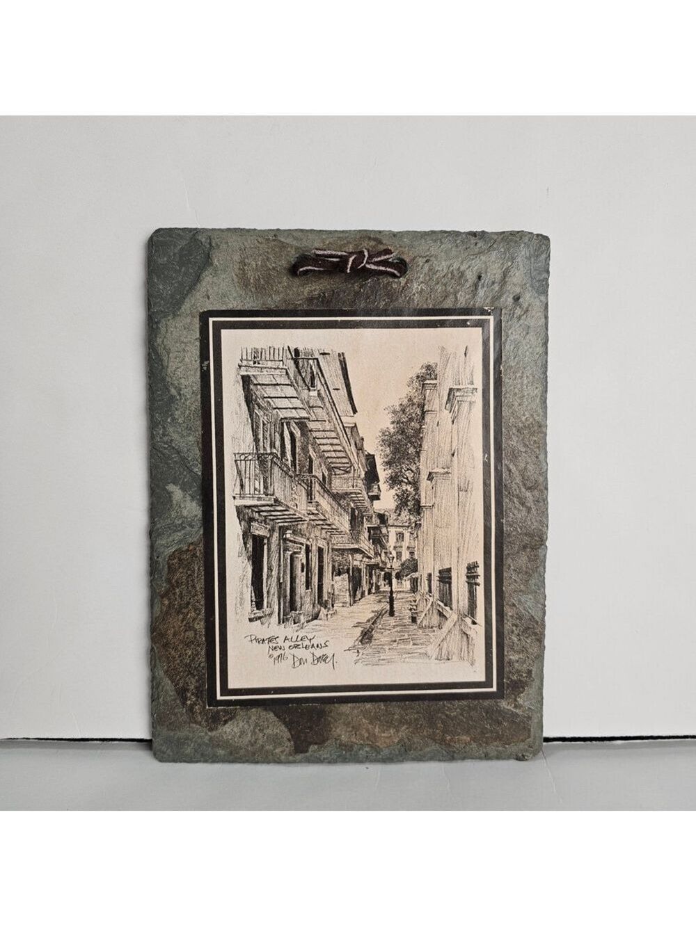 Rustic Slate Wall Art Sketch Pirates Alley New Orleans Plaque French Quarters